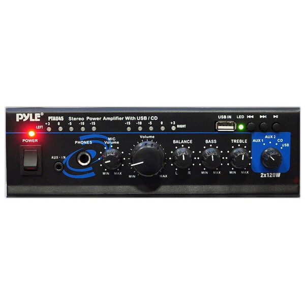 Main product image for Pyle PTAU45 Mini 2x120 Watt Stereo Power Amplifier 310-2572